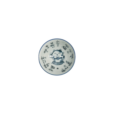 Rice Bowl Kawaii Cat Neko Blue, Porcelain, Ø 11.4 × 6.2 cm, 300 ml, Item No. 2152