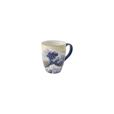 Tasse Kawaii Hokusai Blau/Gelb in Geschenkbox, Porzellan, Ø 8,5 × 10,2 cm, 380 ml, Art.-Nr. 21531