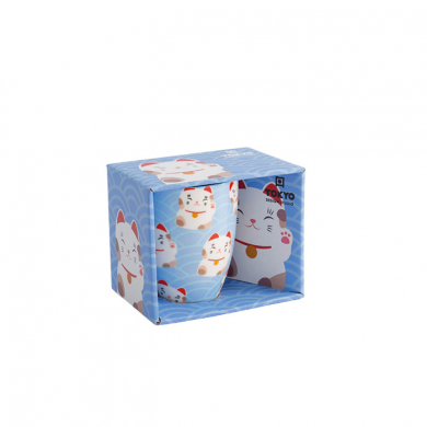 Wh/Bl Kawaii Lucky Cat Mug W/Giftbox at g-HoReCa (picture 1 of 6)