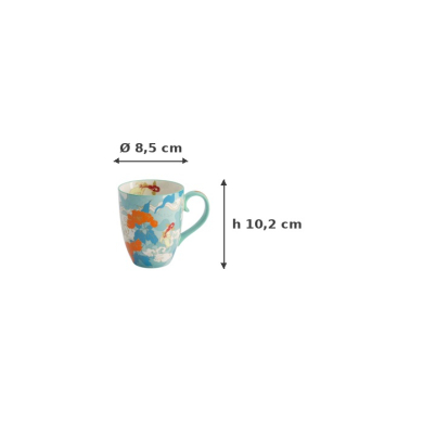 Mug Kawaii Goldfish Red/Blue in Gift Box, Porcelain, Ø 8.5 × 10.2 cm, 380 ml, Item No. 21535