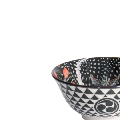 Rice Bowl Asakusa Matsuri Red/Black, Porcelain, Ø 14.8 × 7 cm, 550 ml, Item No. 21553