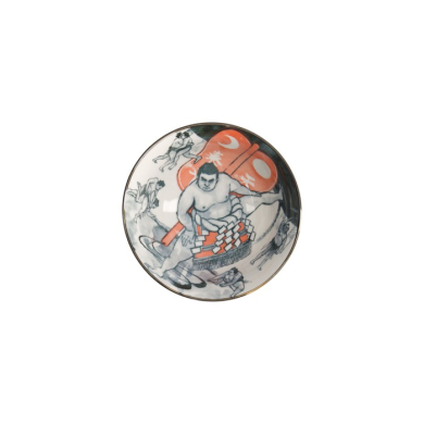 Rice Bowl Asakusa Sumo Red/Black, Porcelain, Ø 14.8 × 7 cm, 550 ml, Item No. 21557