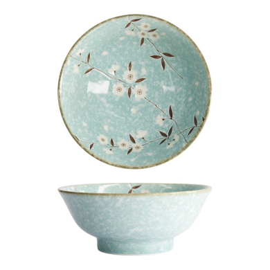 Tokyo Design Studio Ramen Bowl Light Blue Sakura, Porcelain, Ø 21 × 9 cm, 1.3 l