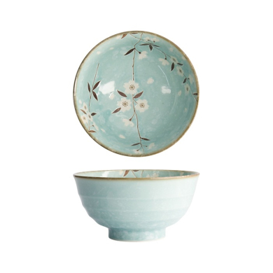 Tokyo Design Studio Rice Bowl Light Blue Sakura, Porcelain, Ø 17 × 9 cm, 900 ml