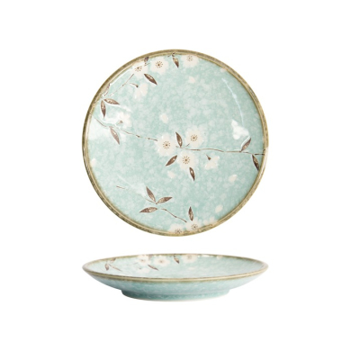 Tokyo Design Studio Plate Light Blue Sakura, Porcelain, Ø 19.5 × 3 cm
