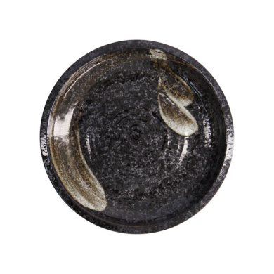 Plate Arahake Black/Brown, Stoneware, Ø 24.8 × 3.5 cm, Item No. 21614