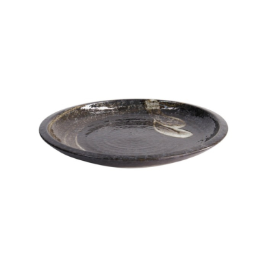 Plate Arahake Black/Brown, Stoneware, Ø 24.8 × 3.5 cm, Item No. 21614