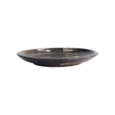 Plate Arahake Black/Brown, Stoneware, Ø 24.8 × 3.5 cm, Item No. 21614