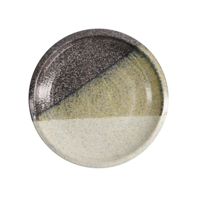 Large Round Plate Oboro Yamakage Black/Brown/White, Ceramic, Ø 24.8 × 3.5 cm, Item No. 21617