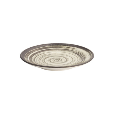 Plate Asashio Black/White, Stoneware, Ø 22.7 × 3.1 cm, Item No. 21627