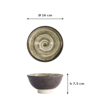 Bowl Asashio Black/White, Porcelain, Ø 16 × 7.5 cm, 600 ml, Item No. 21630