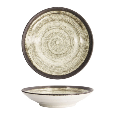 Tokyo Design Studio Deep Plate Asashio Black/White, Stoneware, Ø 23 × 5 cm