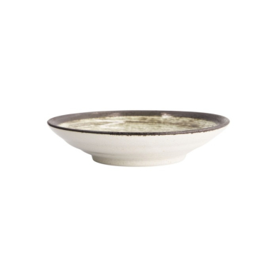 Deep Plate Asashio Black/White, Stoneware, Ø 23 × 5 cm, Item No. 21631
