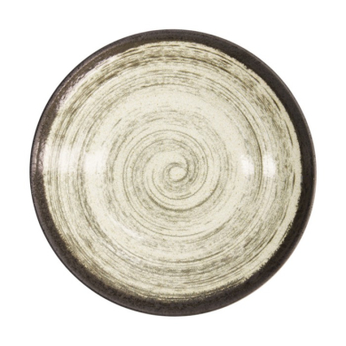 Deep Plate Asashio Black/White, Stoneware, Ø 29 × 6 cm, Item No. 21632
