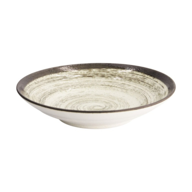 Deep Plate Asashio Black/White, Stoneware, Ø 29 × 6 cm, Item No. 21632