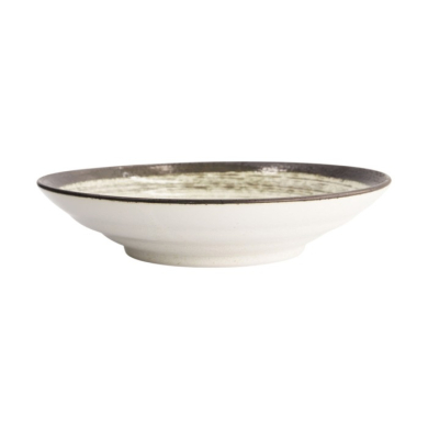 Deep Plate Asashio Black/White, Stoneware, Ø 29 × 6 cm, Item No. 21632