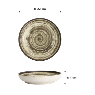 Pasta Plate Asashio Black/White, Porcelain, Ø 22 × 4 cm, Item No. 21638