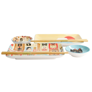 Sushi-Set Kawaii Japan Blau/Weiß, 6-tlg., Porzellan, Art.-Nr. 21683