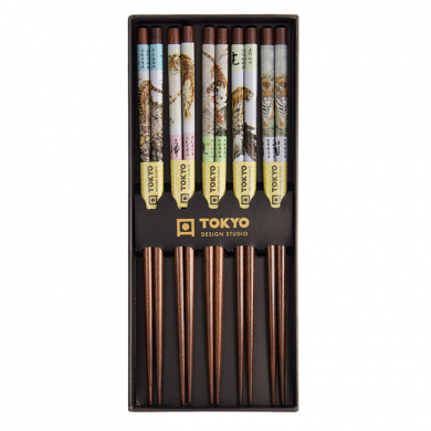 TDS, Chopstick Set, 5 pair, Giftset, Tiger, Item No. 21878