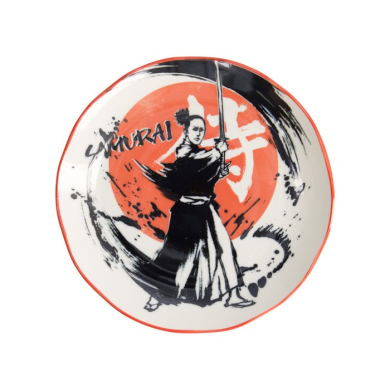 Teller Asakusa Samurai Weiß/Rot/Schwarz, Porzellan, Ø 25 × 3 cm, Art.-Nr. 21887