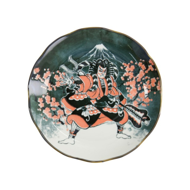 Teller Asakusa Kabuki Weiß/Rot/Schwarz, Porzellan, Ø 25 × 3 cm, Art.-Nr. 21888