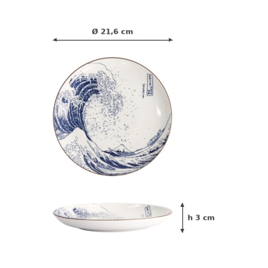 Teller Hokusai Nami Blau/Weiß, Porzellan, Ø 21,6 cm, Art.-Nr. 21890