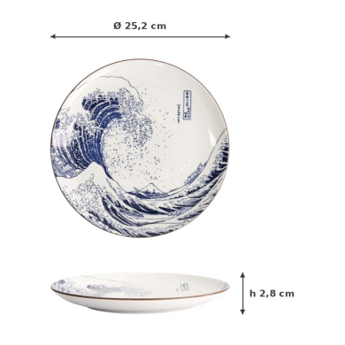 Teller Hokusai Nami Blau/Weiß, Porzellan, Ø 25,2 cm, Art.-Nr. 21891