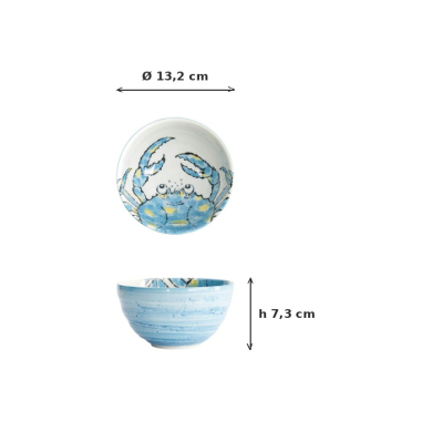 Bowl Seafood Crab Light Blue, Porcelain, Ø 13.2 × 7.3 cm, 500 ml, Item No. 21932