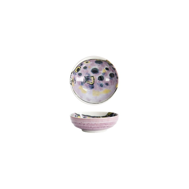 Tokyo Design Studio Sauce Bowl Seafood Blowfish Fugu Purple, Porcelain, Ø 9.5 × 3 cm, 150 ml