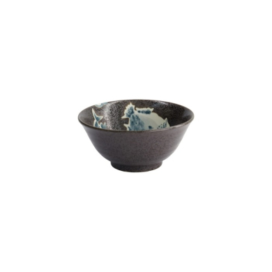 Rice Bowl Kawaii Blowfish Brown (Blue/Black), Porcelain, Ø 15 × 7 cm, 500 ml, Item No. 21985