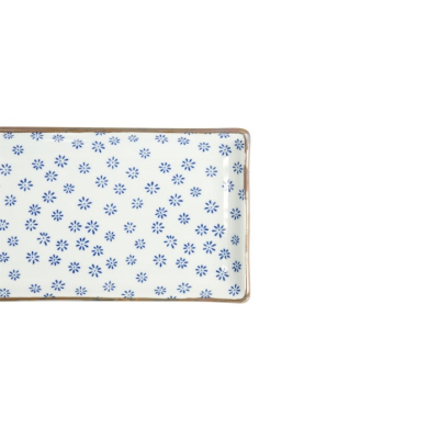 Sushi-Platte Japan Flower Mizu Weiß/Blau, Porzellan, 21 × 13,5 cm, Art.-Nr. 22004