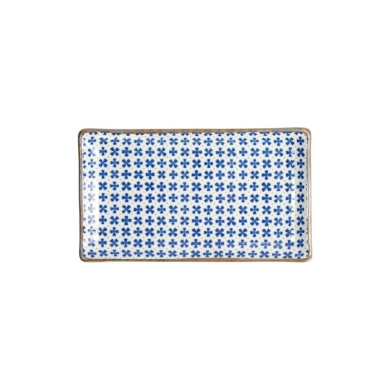 Sushi Plate Japan Flower Sakura White/Blue, Porcelain, 21 × 13.5 cm, Item No. 22005