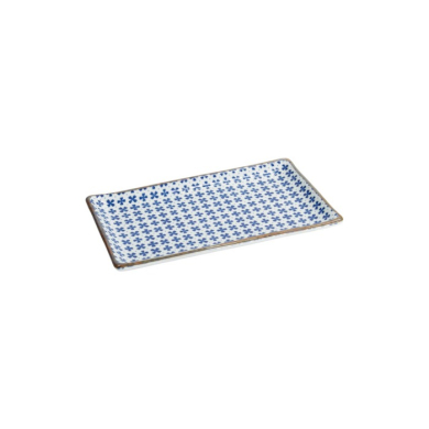Sushi Plate Japan Flower Sakura White/Blue, Porcelain, 21 × 13.5 cm, Item No. 22005