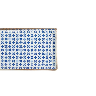 Sushi Plate Japan Flower Sakura White/Blue, Porcelain, 21 × 13.5 cm, Item No. 22005