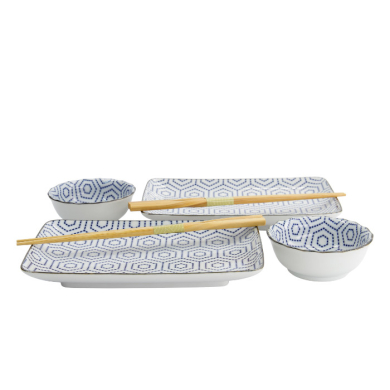 TDS, Sushi Set, Kotobuki, mit Chopsticks, Kikko, 4tlg, 20,5x13,2x2,2cm & 9,3x3,2cm (120ml), Art.-Nr. 22046