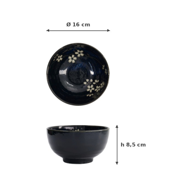 Bowl, Cobalt Blue Sakura, Ø 16x8.5cm, Item No. 22114