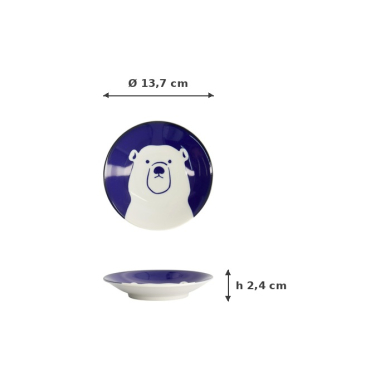 Teller Kawaii Eisbär Blau/Weiß, Porzellan, Ø 13,7 × 2,4 cm, Art.-Nr. 22128