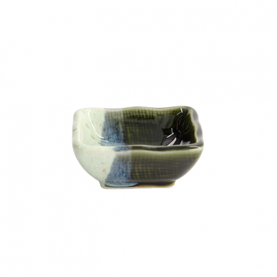 TDS, Soy Sauce Bowl, Green Oribe, 7.6 x 7.8 x 3.2 cm, Item No. 22169