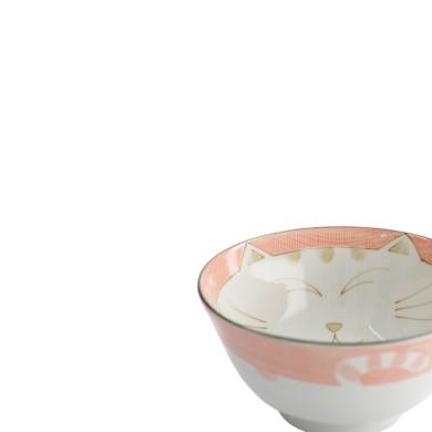 Tayo Bowl Kawaii Cat Neko Pink, Porcelain, Ø 13.5 × 6.8 cm, 300 ml, Item No. 2222