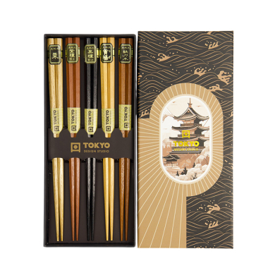 TDS, Chopstick Giftset, Set of 5, Hexagon Wood, Item No. 22236