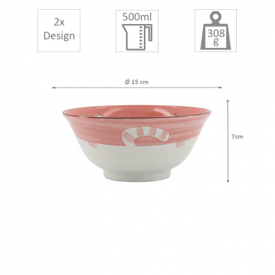 TDS, Tayo Bowl, Kawaii Cat Neko, Pink, Ø 15 x 7 cm 500 ml - Item No. 2223