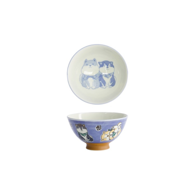 Tokyo Design Studio Reisschale Kawaii Multi Shiba-Dog, Porzellan, Ø 11,5 × 6 cm, 300 ml