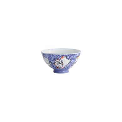 Reisschale Kawaii Karakusa Lucky Cat Blau, Porzellan, Ø 11,5 × 6 cm, 300 ml, Art.-Nr. 22250