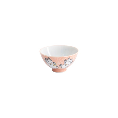 Rice Bowl Kawaii Karakusa Lucky Cat Orange, Porcelain, Ø 11.5 × 6 cm, 300 ml, Item No. 22251