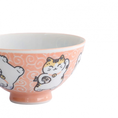 TDS, Rice Bowl, Kawaii Karakusa Lucky Cat, Orange, Ø 11.5 x 6 cm 300 ml - Item No. 22251