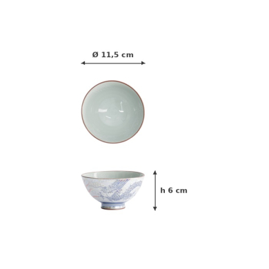 Rice Bowl Kawaii Luster Dragon Blue, Porcelain, Ø 11.5 × 6 cm, 300 ml, Item No. 22253