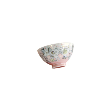 Rice Bowl Kawaii Funny Cat Pink, Porcelain, Ø 11.5 × 6 cm, 300 ml, Item No. 22256