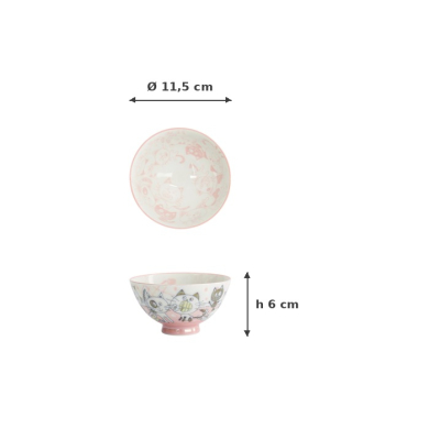 Rice Bowl Kawaii Funny Cat Pink, Porcelain, Ø 11.5 × 6 cm, 300 ml, Item No. 22256