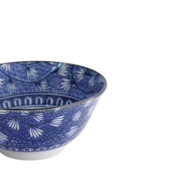 Rice Bowl Hana Blue Mixed Bowls Tsuta Karakusa White/Blue, Porcelain, Ø 14.8 × 6.8 cm, 550 ml, Item No. 22269