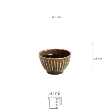 TDS, Sake Cup,  Ø 6x3.5cm 50ml, Ameyu Brown, Item No. 22280